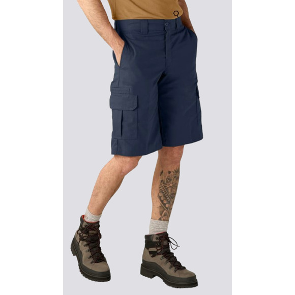 New Mens DICKIES Navy Blue Flex Relaxed Fit 13" Cargo Work Shorts Size 40 - Picture 1 of 7